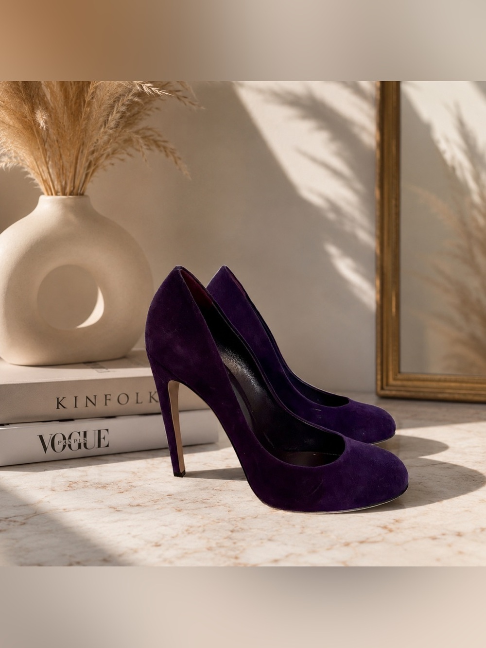 GUCCI purple suede heels